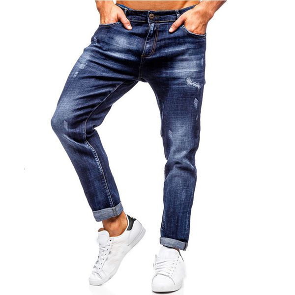 2020 men's solid color simple straight european casual sports pants jeans, Blue
2020 men's solid color simple straight european casual sports pants jeans, Blue