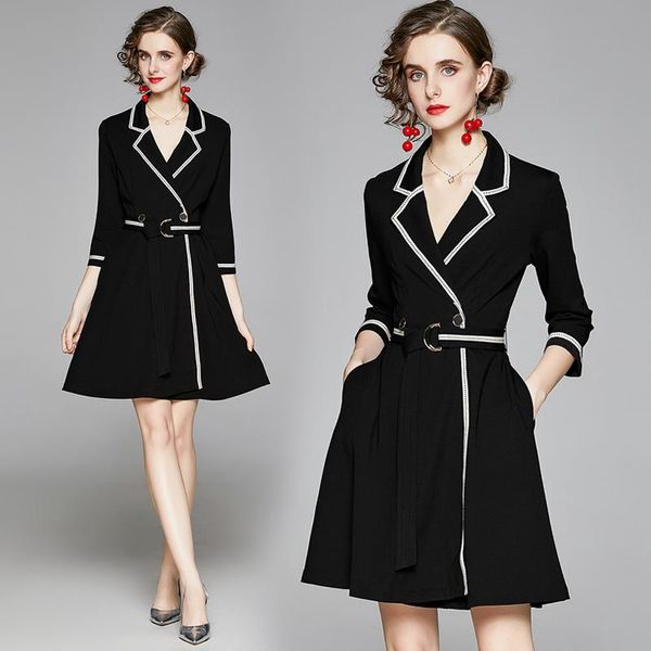 casual dresses retro notched black dress elegant high waist office long mini 2021 bandage women clothes for autumn, Black;gray
casual dresses retro notched black dress elegant high waist office long mini 2021 bandage women clothes for autumn, Black;gray
