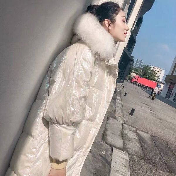 2021 new women's shiny cotton coat university-style woman parkas mid-length winter warm women fashion big leather jacket upf1, Black
2021 new women's shiny cotton coat university-style woman parkas mid-length winter warm women fashion big leather jacket upf1, Black