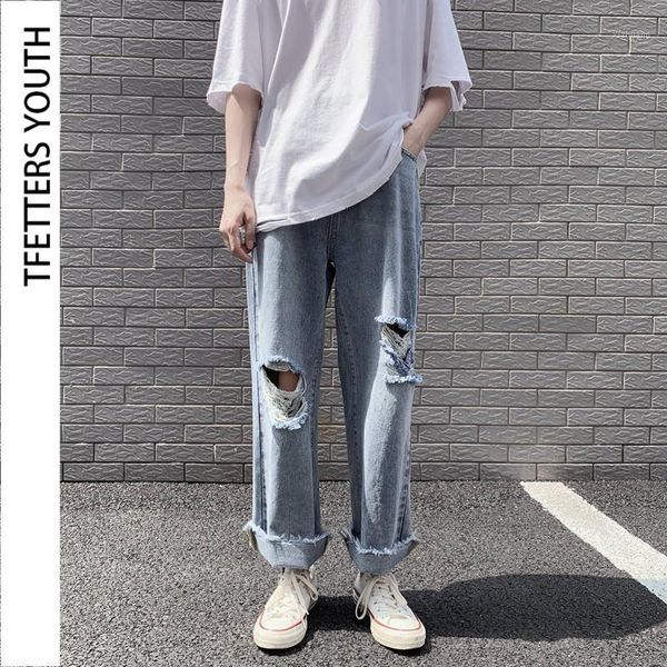 men's jeans tfetters 2021 ripped for men summer thin washing distressed solid color casual vintage hole wide leg pants1, Blue
men's jeans tfetters 2021 ripped for men summer thin washing distressed solid color casual vintage hole wide leg pants1, Blue