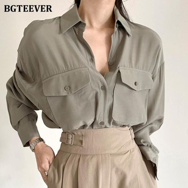 women's blouses & shirts bgteever vintage turn-down collar women blouse stylish single-breasted pockets long sleeve blusas femme 2021, White
women's blouses & shirts bgteever vintage turn-down collar women blouse stylish single-breasted pockets long sleeve blusas femme 2021, White