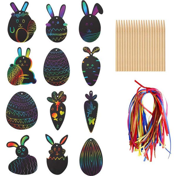 easter scratch paper art set kids rainbow magic scratch off egg rabbit shaped paper with wooden stylus and hanging rope
easter scratch paper art set kids rainbow magic scratch off egg rabbit shaped paper with wooden stylus and hanging rope