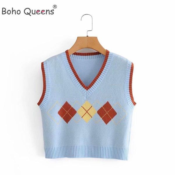 women's sweaters boho queens vintage stylish geometric pullover knitted vest sweater women 2021 fashion autumn warm sleeveless outwear, White;black
women's sweaters boho queens vintage stylish geometric pullover knitted vest sweater women 2021 fashion autumn warm sleeveless outwear, White;black