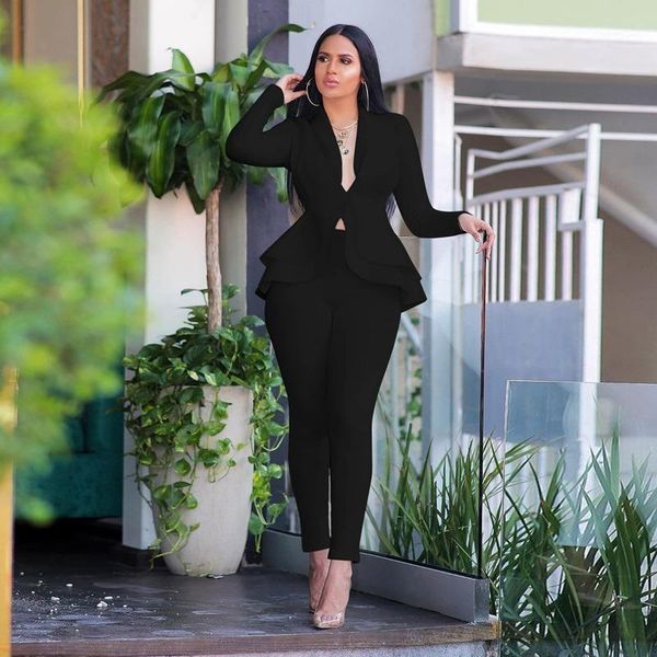 white blazer 2 piece set women winter work wear full sleeve ruffles blazers pencil pants suit two piece set office lady outfits1, White;black
white blazer 2 piece set women winter work wear full sleeve ruffles blazers pencil pants suit two piece set office lady outfits1, White;black
