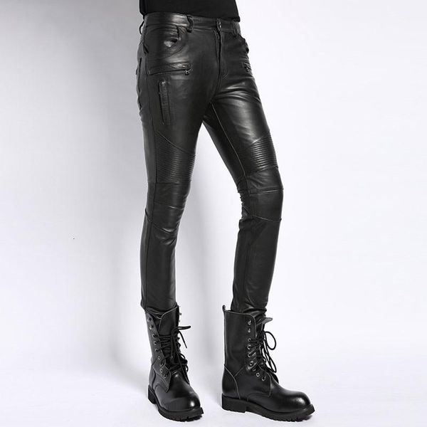 men's pants genuine leather male 2021 autumn korean fashion biker casual soft slim full length pant straight high street trouser man1, Black
men's pants genuine leather male 2021 autumn korean fashion biker casual soft slim full length pant straight high street trouser man1, Black