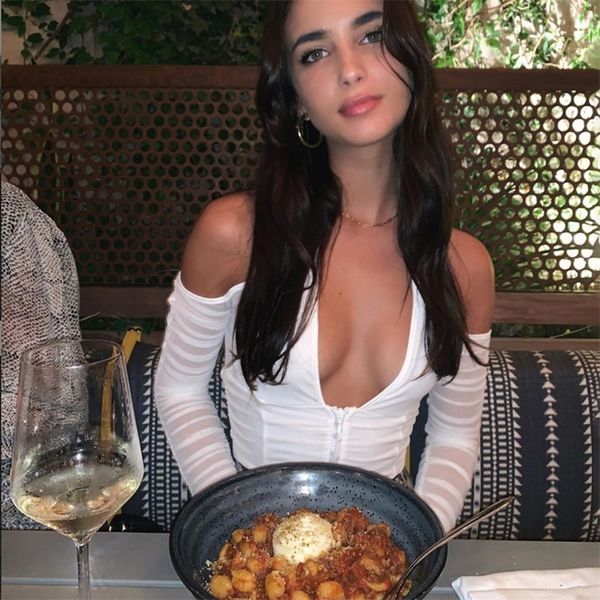 fashion v-neck mesh patchwork t-shirt women strapless long sleeve zipper crop club party night tee shirts mujer y200824, Black;white 
fashion v-neck mesh patchwork t-shirt women strapless long sleeve zipper crop club party night tee shirts mujer y200824, Black;white