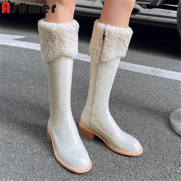 asumer 2021 winter knee high boots women genuine leather thick heel shoes round toe fashion casual long boots women, Black
asumer 2021 winter knee high boots women genuine leather thick heel shoes round toe fashion casual long boots women, Black