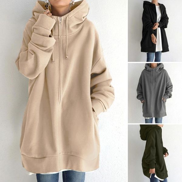 elegant hooded sweatshirts women's solid hoodies zanzea 2020 casual long sleeve zipper coat female outwear jackets oversized top, Black;brown
elegant hooded sweatshirts women's solid hoodies zanzea 2020 casual long sleeve zipper coat female outwear jackets oversized top, Black;brown