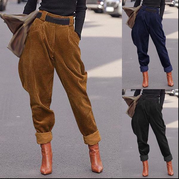 fashion corduroy harem pants women high waist solid trousers casual back elastic waist pocket office slacks plus size, Black;white
fashion corduroy harem pants women high waist solid trousers casual back elastic waist pocket office slacks plus size, Black;white