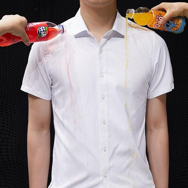 men shirt short sleeve white color cotton blend breathable waterproof dress shirt 2019 size to 5xl1, White;black
men shirt short sleeve white color cotton blend breathable waterproof dress shirt 2019 size to 5xl1, White;black