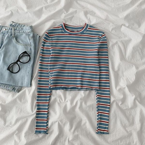 striped long sleeve knitted cropped sweater spring autumn korean fashion clothing o-neck casual o-neck crop female hipster, White;black
striped long sleeve knitted cropped sweater spring autumn korean fashion clothing o-neck casual o-neck crop female hipster, White;black