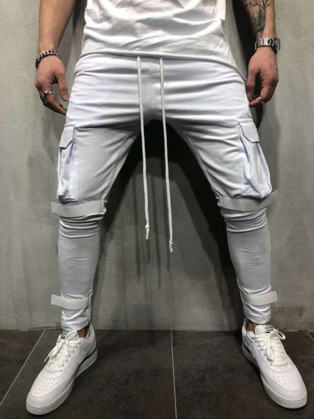 spring and autumn new men's solid color slim casual sports leggings multi bag tooling pants, Blue
spring and autumn new men's solid color slim casual sports leggings multi bag tooling pants, Blue