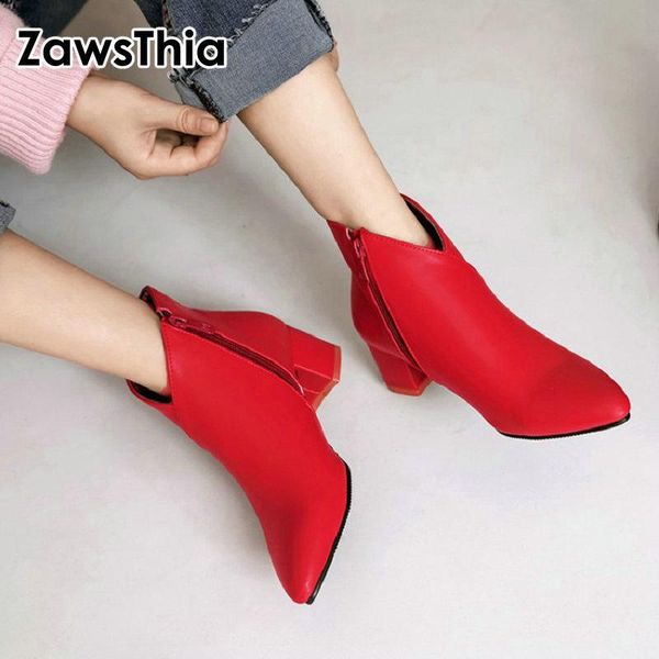 zawsthia 2020 winter v cut design fashion red blue woman boots pointed toe chunky high heels women ankle boots size 34-44, Black
zawsthia 2020 winter v cut design fashion red blue woman boots pointed toe chunky high heels women ankle boots size 34-44, Black