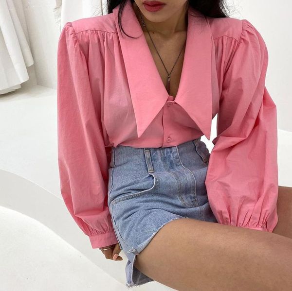 women's blouses & shirts peach pink solid color blouse women big puff sleeve shirt girl chemise femme blusa mujer camisa, White
women's blouses & shirts peach pink solid color blouse women big puff sleeve shirt girl chemise femme blusa mujer camisa, White