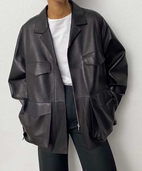 woman avignon black pu leather oversized army jacket front big pockets long sleeves slits cuffs fashion loose jackets, Black;brown
woman avignon black pu leather oversized army jacket front big pockets long sleeves slits cuffs fashion loose jackets, Black;brown