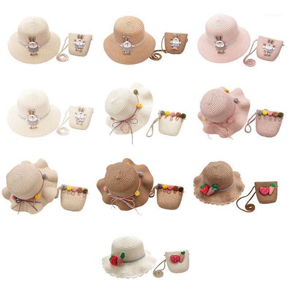 Summer Child Baby Girls Straw Woven Sun Hat with Portable Handbag Pouch Cute Cartoon Pompom Sunscreen Vacation Beach Cap1, Blue;gray
Summer Child Baby Girls Straw Woven Sun Hat with Portable Handbag Pouch Cute Cartoon Pompom Sunscreen Vacation Beach Cap1, Blue;gray