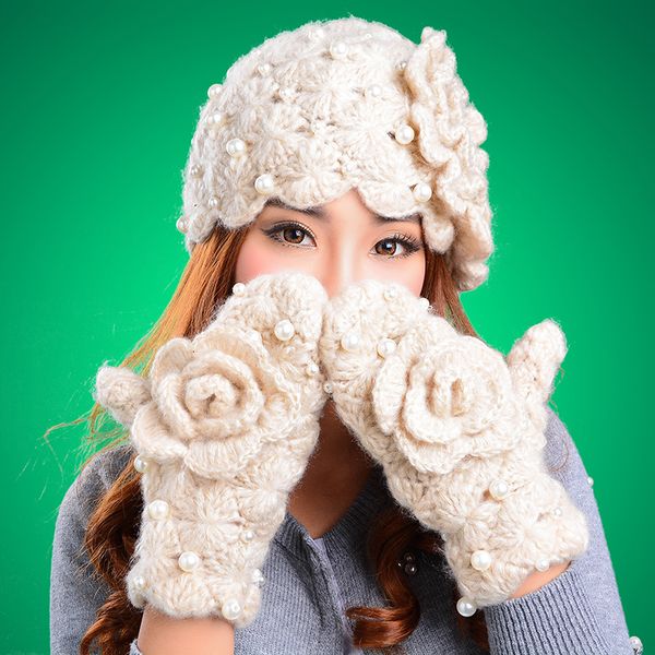 retail warm winter handwork acrylic knitted hat and gloves set flower ski ing, Blue;gray
retail warm winter handwork acrylic knitted hat and gloves set flower ski ing, Blue;gray