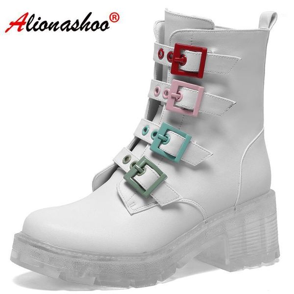 boots aliona shoo ankle for women clear sole shoes genuine leather color buckle strap zipper round toe white size 401, Black
boots aliona shoo ankle for women clear sole shoes genuine leather color buckle strap zipper round toe white size 401, Black