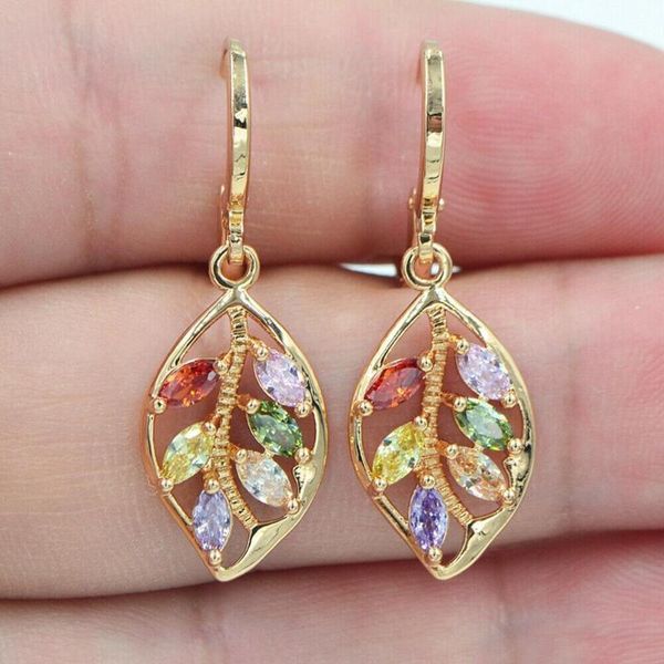 dangle & chandelier yellow gold filled women rainbow zircon leaf earrings party jewelry gifts irregular shape pendientes earring, Silver
dangle & chandelier yellow gold filled women rainbow zircon leaf earrings party jewelry gifts irregular shape pendientes earring, Silver
