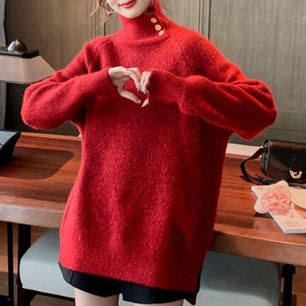 women's sweaters sweater japanese autumn and winter loose mink down long sleeve knitting split hedging turtleneck clothes 2021, White;black
women's sweaters sweater japanese autumn and winter loose mink down long sleeve knitting split hedging turtleneck clothes 2021, White;black