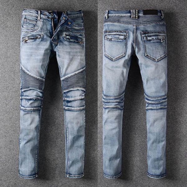 2021 new designers men jeans hip hop denim trousers slim fit designn moto knee holes pants hip hop streetwear men skinny jeans, Blue
2021 new designers men jeans hip hop denim trousers slim fit designn moto knee holes pants hip hop streetwear men skinny jeans, Blue