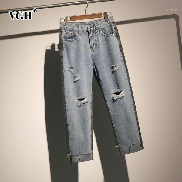 vgh spring casual blue women's jeans button zipper pockets washed hole high waist slim hem female pants fashion new tide 20191
vgh spring casual blue women's jeans button zipper pockets washed hole high waist slim hem female pants fashion new tide 20191