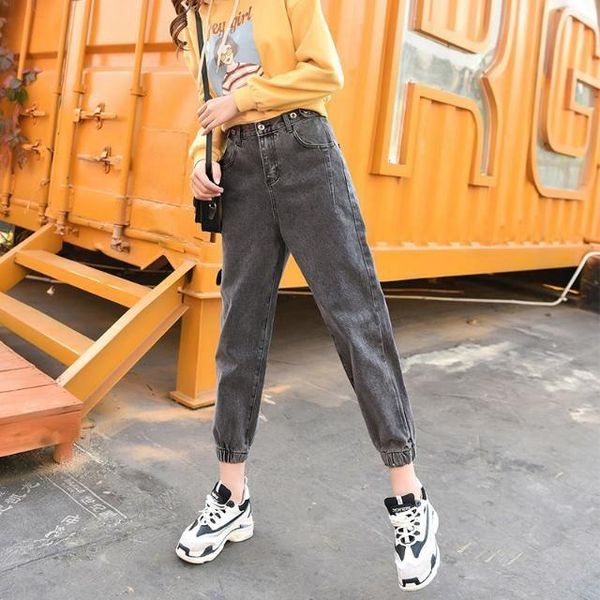women's jeans female loose student nine point elastic waist harem pants high corset leg autumn, Blue
women's jeans female loose student nine point elastic waist harem pants high corset leg autumn, Blue