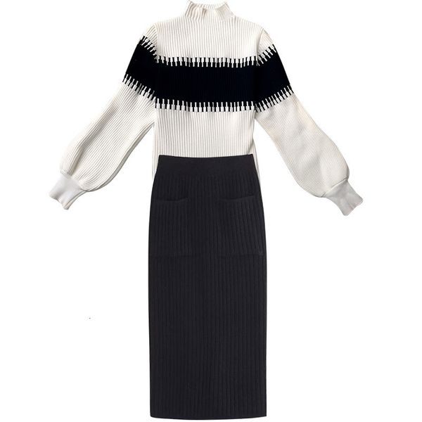 2021 new fancy feminine style knitting two-piece clothing the-neck lantern mesh sleeve oversized pullover split hem midi skirts v3a8, Gray
2021 new fancy feminine style knitting two-piece clothing the-neck lantern mesh sleeve oversized pullover split hem midi skirts v3a8, Gray