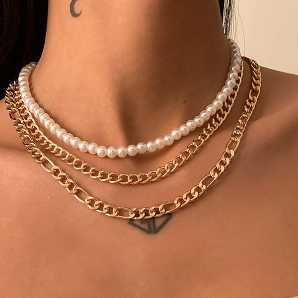 chokers 3pcs/set vintage multi-layer imitation pearl necklace women gothic miami curb fashion sweater necklaces glamour party jewelry, Golden;silver
chokers 3pcs/set vintage multi-layer imitation pearl necklace women gothic miami curb fashion sweater necklaces glamour party jewelry, Golden;silver