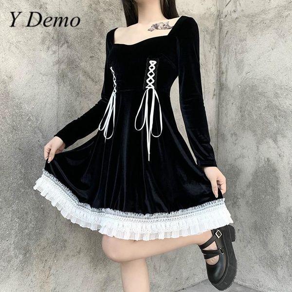 y demo vintage lolita women velvet dress gothic long sleeve high waist lace up female party dress fashion clothing, Black;gray
y demo vintage lolita women velvet dress gothic long sleeve high waist lace up female party dress fashion clothing, Black;gray