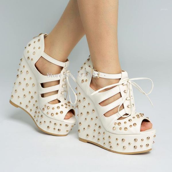 sandals white leather rivets wedge boots fashion woman peep toe lace-up ankle buckle pumps single shoes lady party shoes1, Black
sandals white leather rivets wedge boots fashion woman peep toe lace-up ankle buckle pumps single shoes lady party shoes1, Black