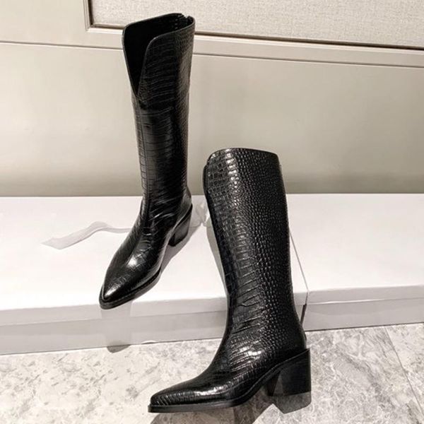 vintage retro solid point toe boots spring autumn brand design leather square heels women shoes classic fashion zip long boots1, Black
vintage retro solid point toe boots spring autumn brand design leather square heels women shoes classic fashion zip long boots1, Black