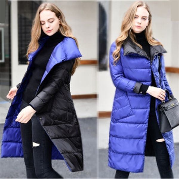 women's double sided winter down jacket turtleneck warm white duck down long coat woman double breasted parkas jacket clothing q1217, Black
women's double sided winter down jacket turtleneck warm white duck down long coat woman double breasted parkas jacket clothing q1217, Black