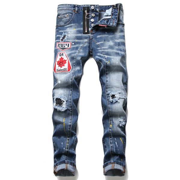 mens casual straight jeans retro slim skinny jeans fashion designer ripped mens jeans hole fashion slim fit washed motocycle denim, Blue
mens casual straight jeans retro slim skinny jeans fashion designer ripped mens jeans hole fashion slim fit washed motocycle denim, Blue