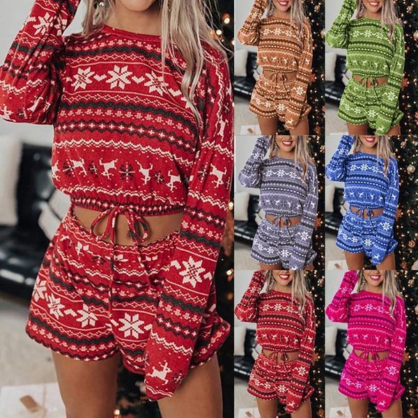 christmas snow print pajama sets new women winter thin long sleeve o-neck t-shirt crop high waist causal shorts pajama set1, White;black
christmas snow print pajama sets new women winter thin long sleeve o-neck t-shirt crop high waist causal shorts pajama set1, White;black