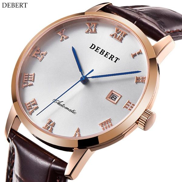 40mm debert white dial sapphire glass rose case genuine leather luxury brand male clock automatic men watch leather strap, Slivery;brown
40mm debert white dial sapphire glass rose case genuine leather luxury brand male clock automatic men watch leather strap, Slivery;brown