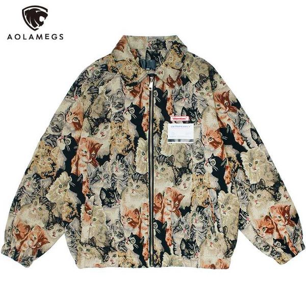 aolamegs jacket men cute cat painting printed zipper coat autumn loose casual retro cool hip hop style outwear couple streetwear 211217, Black;brown
aolamegs jacket men cute cat painting printed zipper coat autumn loose casual retro cool hip hop style outwear couple streetwear 211217, Black;brown