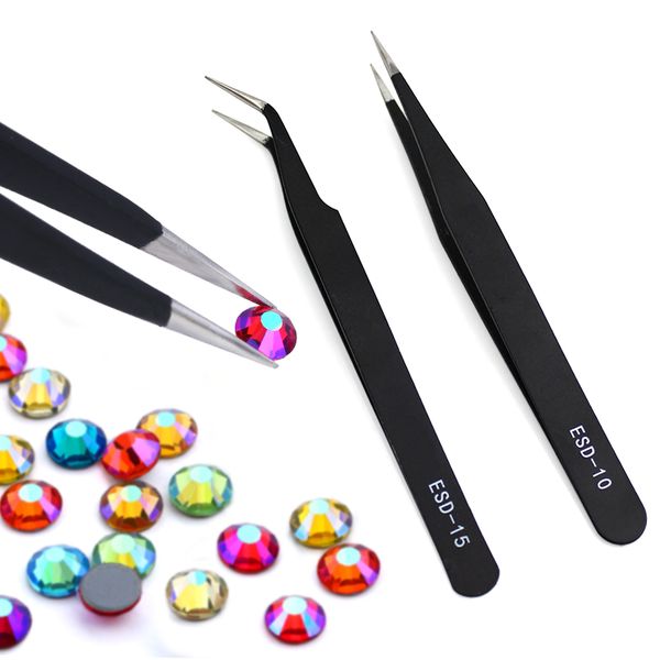 loose diamonds excellent quality tweezers bend straight new stainless steel industrial anti-static cross tweezers sewing accessories tools, Black
loose diamonds excellent quality tweezers bend straight new stainless steel industrial anti-static cross tweezers sewing accessories tools, Black
