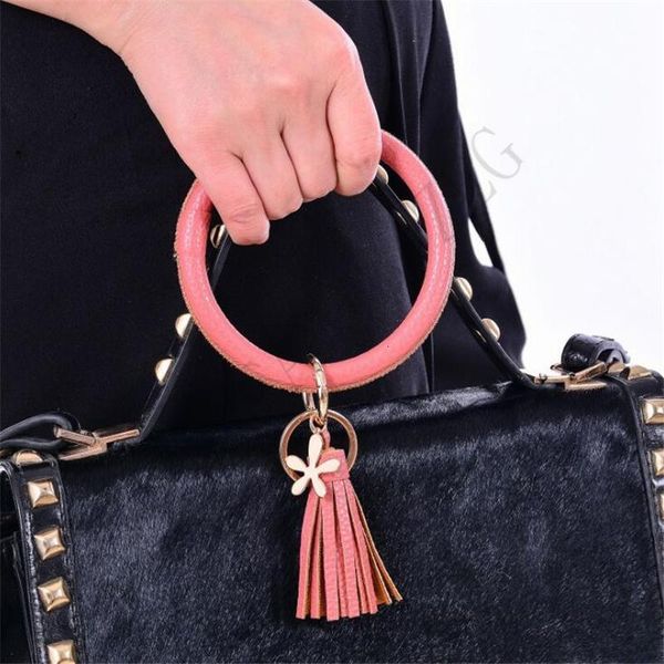 women leather tassels bracelets wrap with clover pendant key ring wristband keychain drip oil bracelet chain, Silver
women leather tassels bracelets wrap with clover pendant key ring wristband keychain drip oil bracelet chain, Silver