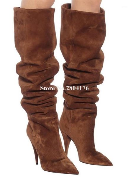 boots western fashion pointed toe knee high stiletto heel suede leather slip-on pleated long dress shoes1, Black
boots western fashion pointed toe knee high stiletto heel suede leather slip-on pleated long dress shoes1, Black
