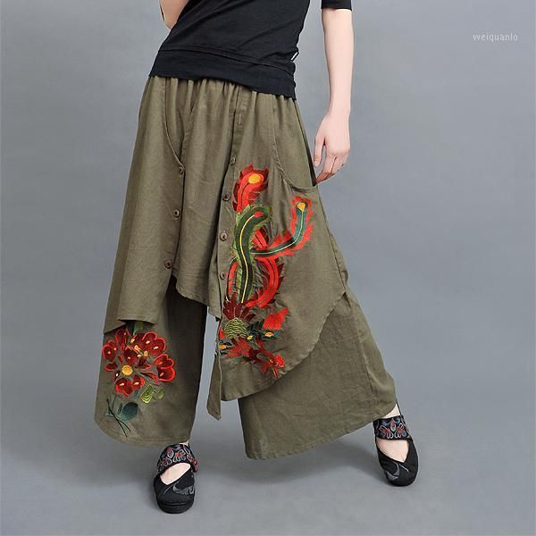 vintage 70s ethnic wide leg pant 2020 women autumn spring chinese style green black red trousers, Black;white
vintage 70s ethnic wide leg pant 2020 women autumn spring chinese style green black red trousers, Black;white