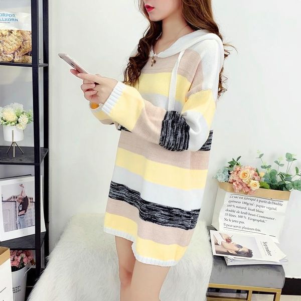women's sweaters lucyever loose women sweater fashion rainbow stripes hooded knitted jumper casual preppy korean pullover girls long 2, White;black
women's sweaters lucyever loose women sweater fashion rainbow stripes hooded knitted jumper casual preppy korean pullover girls long 2, White;black