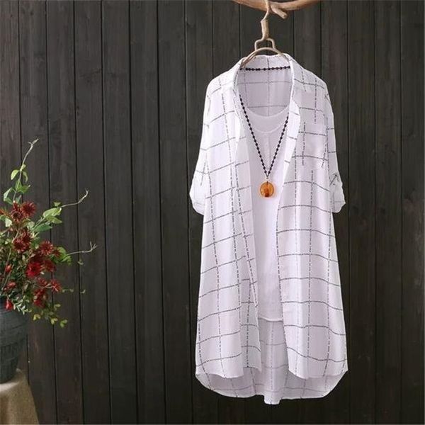plus size long plaid blouse shirt spring button down linen women female casual long sleeve shirt women work blusas y200828, White
plus size long plaid blouse shirt spring button down linen women female casual long sleeve shirt women work blusas y200828, White