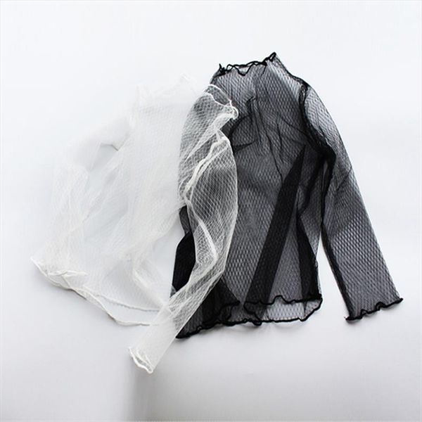 women lace mesh plaid blouses transparent bottoming shirt female shirt hollow black long sleeves inside perspective blouse, White
women lace mesh plaid blouses transparent bottoming shirt female shirt hollow black long sleeves inside perspective blouse, White