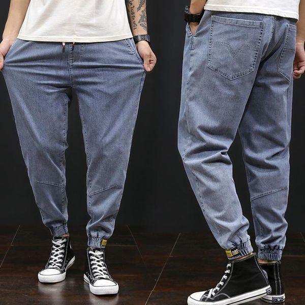spring and summer new plus size jeans denim elastic waist harem pants loose stretch loose trousers men1, Blue
spring and summer new plus size jeans denim elastic waist harem pants loose stretch loose trousers men1, Blue