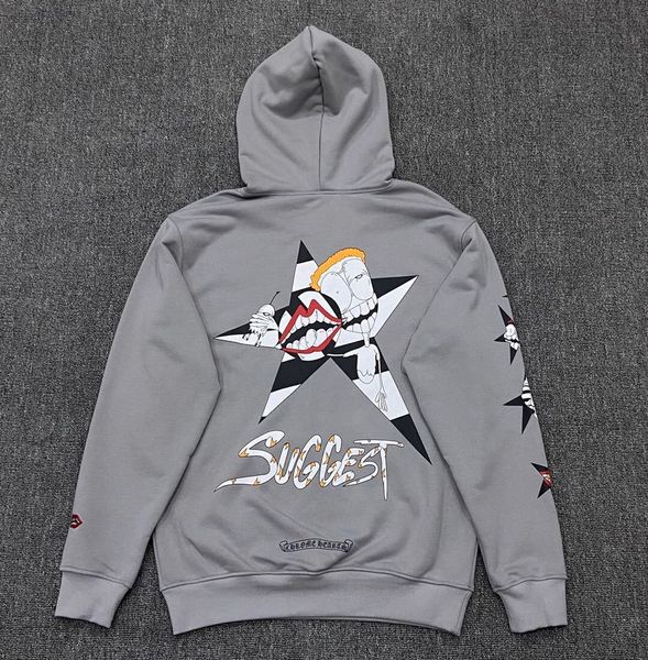 new autumn crosin sanskrit big lip print grey hooded pullover embroidered sweater for men and women, Black
new autumn crosin sanskrit big lip print grey hooded pullover embroidered sweater for men and women, Black