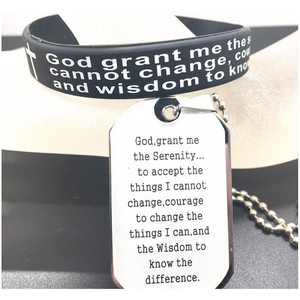 wholesale set jesus christ english cross serenity prayer stainless steel pendant necklace with elastic wmtttg homes2007, Silver
wholesale set jesus christ english cross serenity prayer stainless steel pendant necklace with elastic wmtttg homes2007, Silver