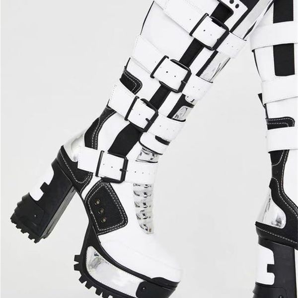 color style punk intrigues shredded knee women's platform buckle motorcycle super tall rock boots b6gj, Black
color style punk intrigues shredded knee women's platform buckle motorcycle super tall rock boots b6gj, Black