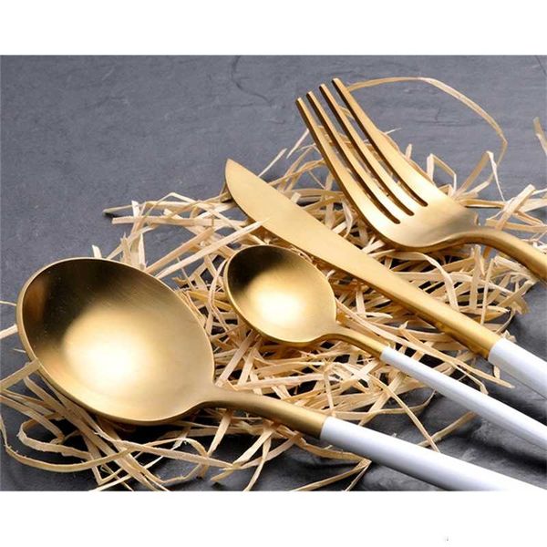 cutlery and 304 knife portugal fork spoon stainless steel western tableware white handle golden pointed tail flatware se
cutlery and 304 knife portugal fork spoon stainless steel western tableware white handle golden pointed tail flatware se