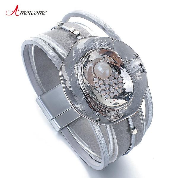 charm bracelets amorcome leather bracelet round pearl rhinestone bracelets&bangles magnet buckle bohemian grey for women gift, Golden;silver
charm bracelets amorcome leather bracelet round pearl rhinestone bracelets&bangles magnet buckle bohemian grey for women gift, Golden;silver